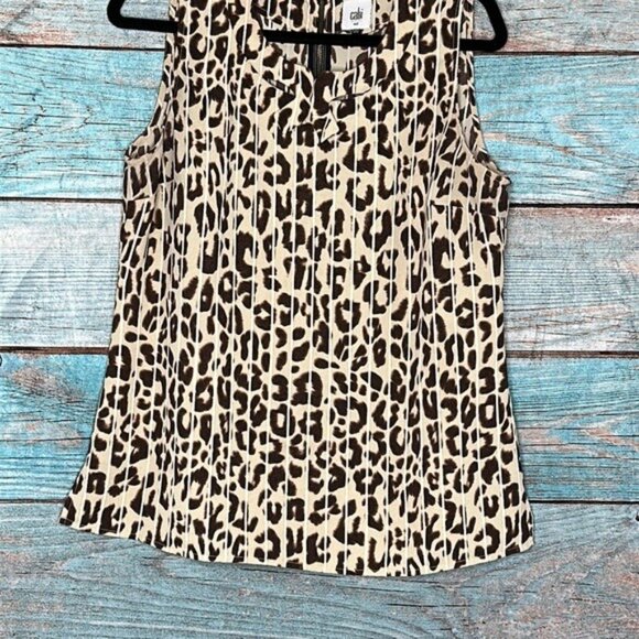 Cabi Leopard Animal Print Top Blouse Size M Sleeveless Mobwife Lightweight - Picture 3 of 9